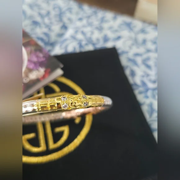 Rare budhagirl ultimate all weather bangle In 3 Metals Crystal Clear - Picture 2 of 6